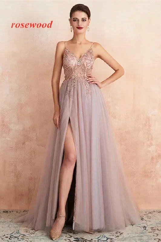 a-line-beaded-long-champagne-prom-dress-with-split