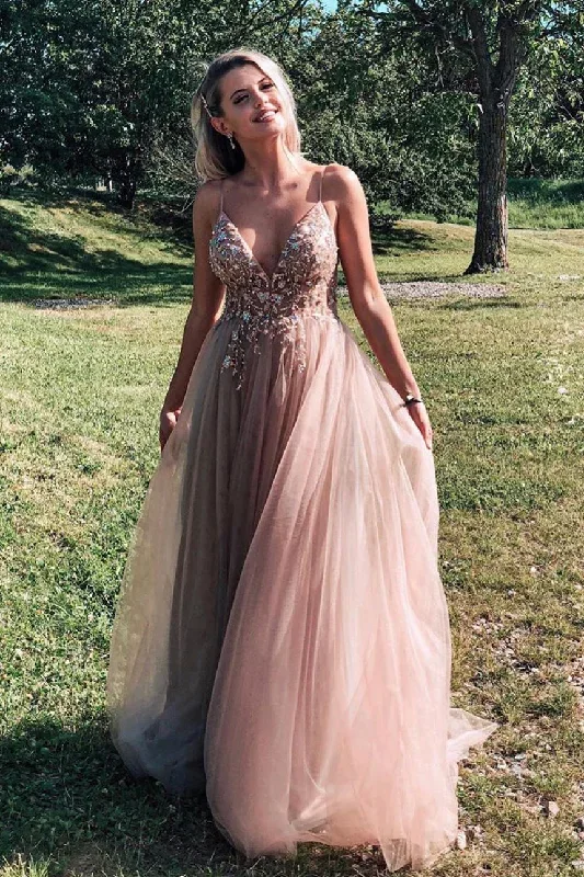 a-line-beaded-long-champagne-prom-dress-with-split