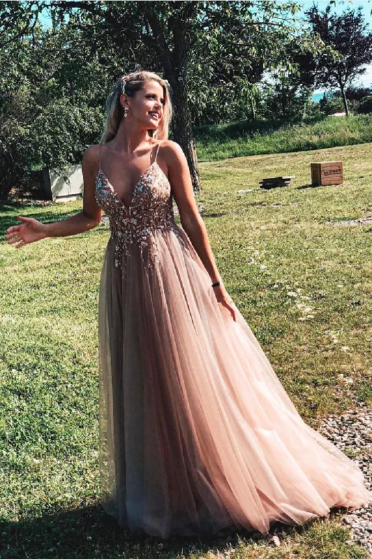 a-line-beaded-long-champagne-prom-dress-with-split