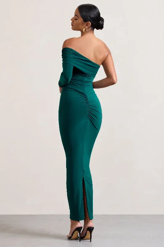 afterparty-bottle-green-ruched-asymmetric-bodycon-maxi-dress-cl128901047