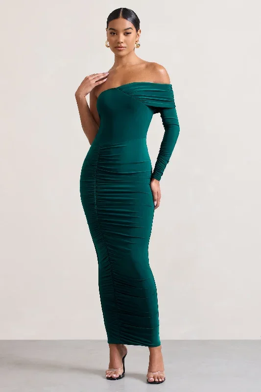 afterparty-bottle-green-ruched-asymmetric-bodycon-maxi-dress-cl128901047