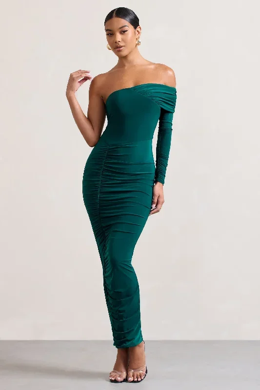 afterparty-bottle-green-ruched-asymmetric-bodycon-maxi-dress-cl128901047