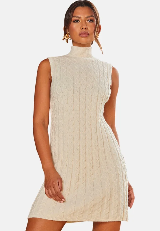 all-over-knitted-cable-high-neck-mini-dress-in-cream