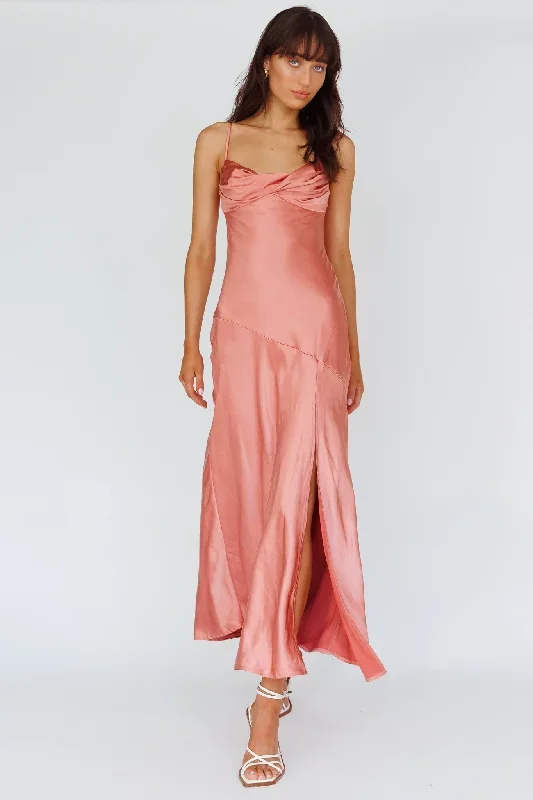 Amity Twist Bust Split Maxi Dress Rose