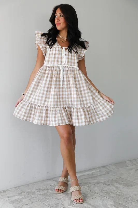 April Days Dress: Ivory/Brown