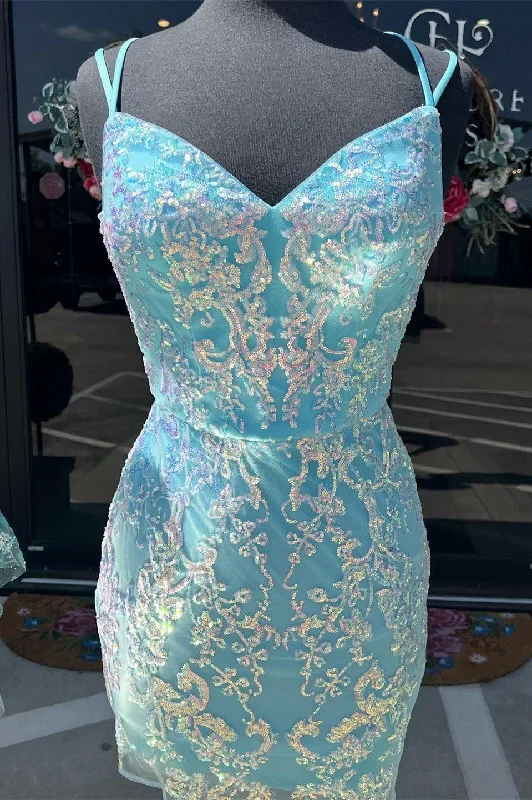 aqua-blue-sequin-lace-short-cocktail-dress-with-spaghetti-straps