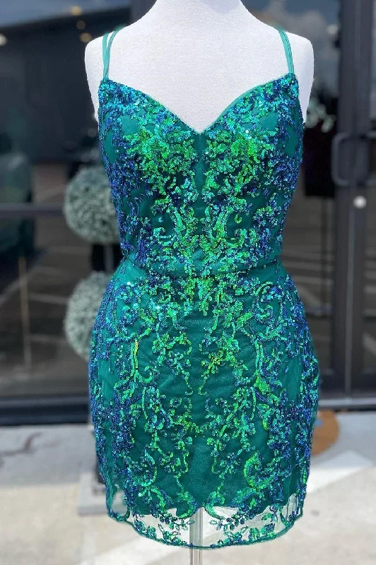 aqua-blue-sequin-lace-short-cocktail-dress-with-spaghetti-straps