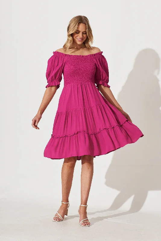 Benson Midi Dress In Magenta Bamboo Rayon