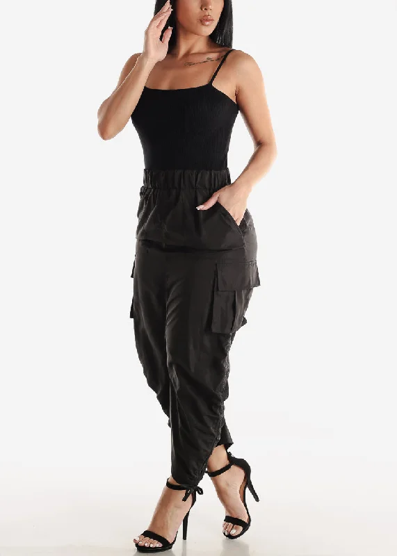 Black Bodycon Cargo Utility Maxi Dress