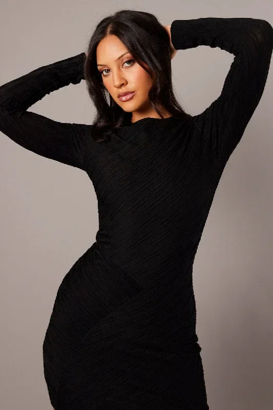 black-bodycon-dress-mini-long-sleeve-textured-ed2007-84wb-1