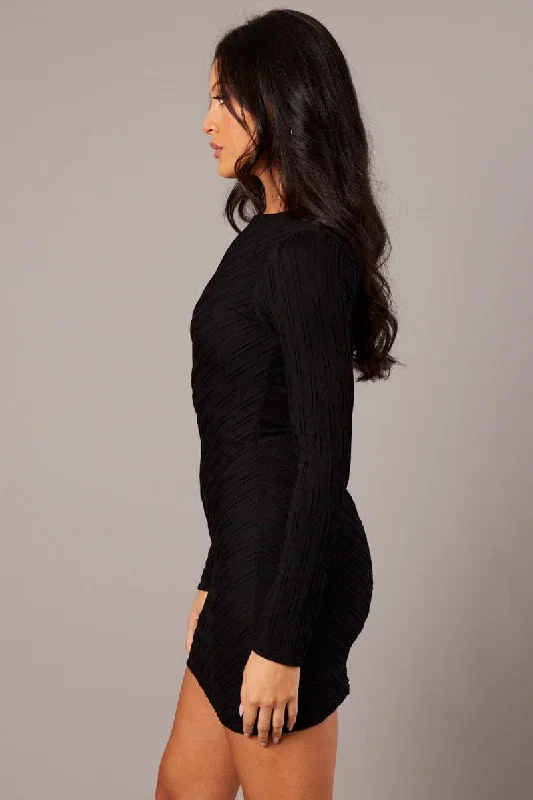 black-bodycon-dress-mini-long-sleeve-textured-ed2007-84wb-1