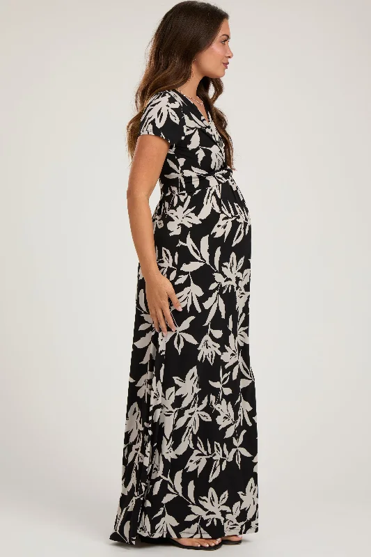 black-floral-v-neck-maternity-maxi-dress-1