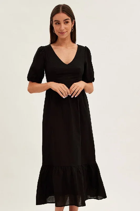 black-maxi-dress-v-neck-short-sleeve-cotton-blend-dd8492-34pb