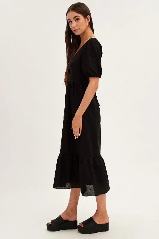 black-maxi-dress-v-neck-short-sleeve-cotton-blend-dd8492-34pb