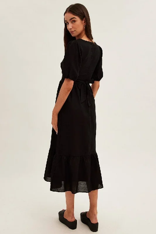 black-maxi-dress-v-neck-short-sleeve-cotton-blend-dd8492-34pb