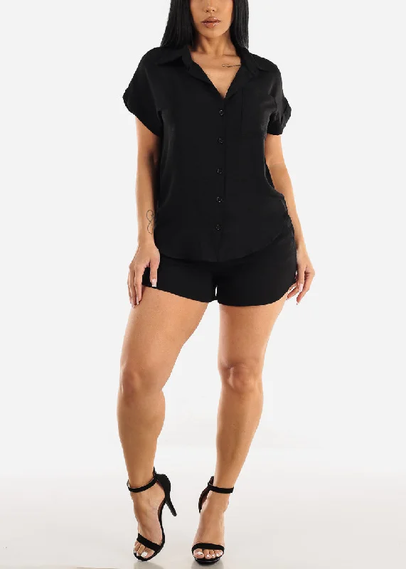 black-short-sleeve-shirt-shorts-2-pce-set-st2813blk