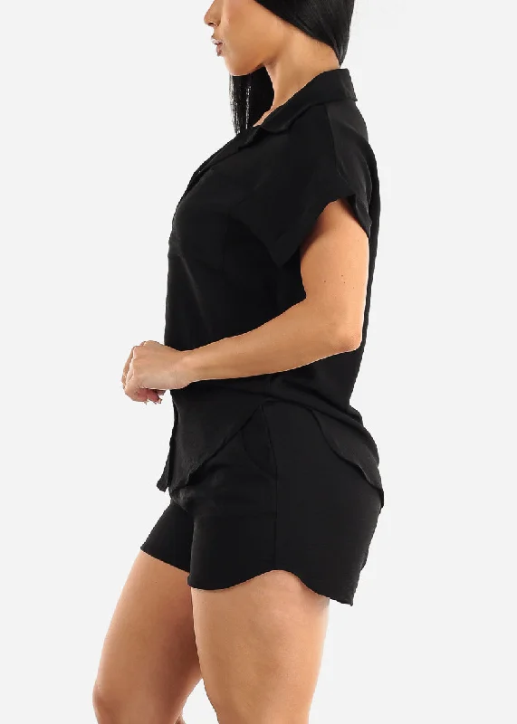 black-short-sleeve-shirt-shorts-2-pce-set-st2813blk