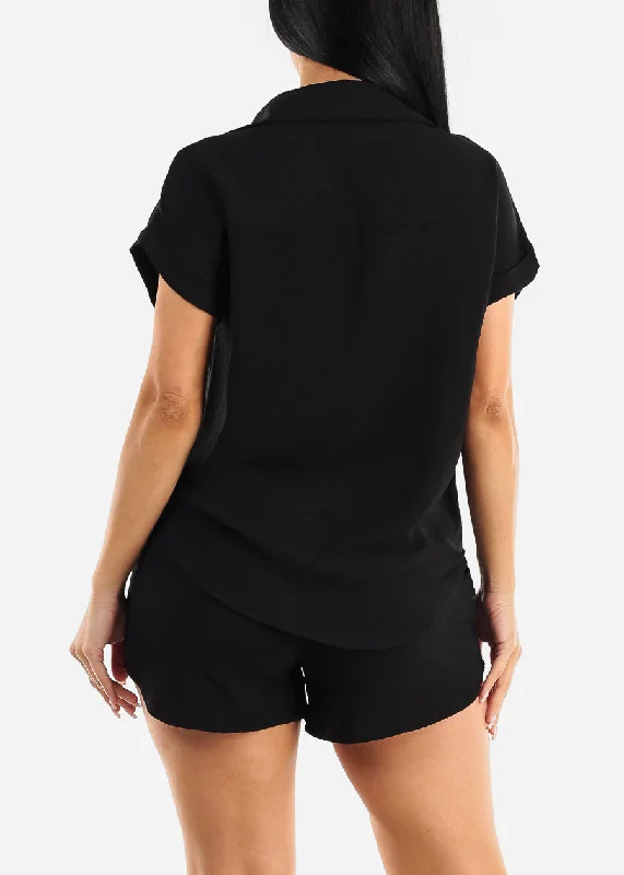 black-short-sleeve-shirt-shorts-2-pce-set-st2813blk