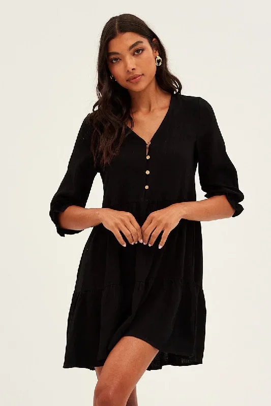 Black Smock Mini Dress