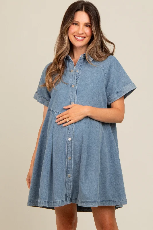 blue-denim-button-down-maternity-mini-dress