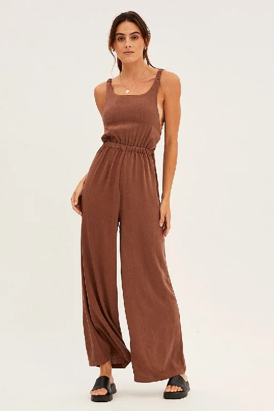 brown-sleeveless-jumpsuit-wide-leg-viscose-linen-dp1485-34rb