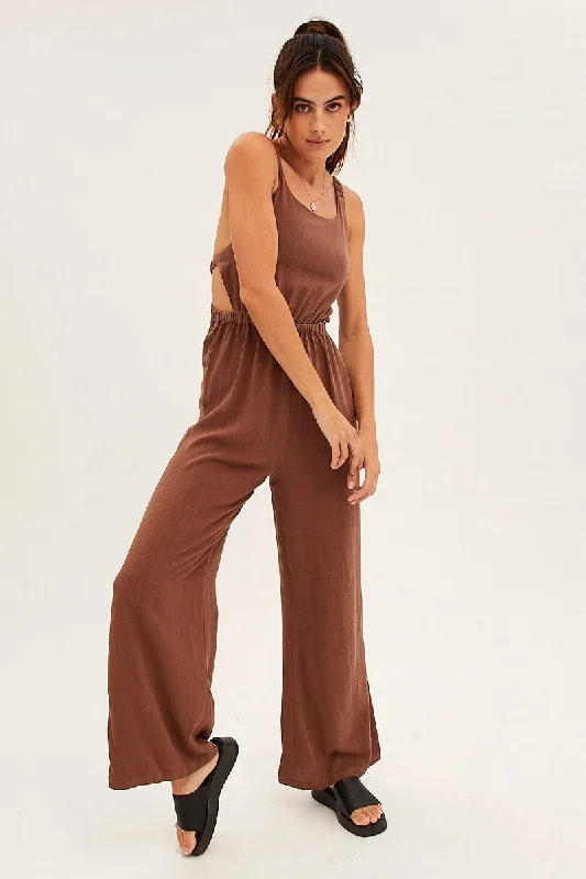 brown-sleeveless-jumpsuit-wide-leg-viscose-linen-dp1485-34rb