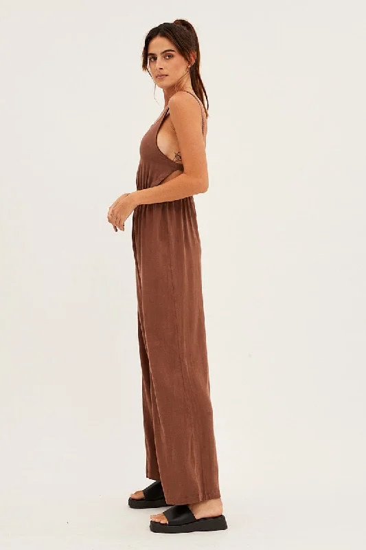 brown-sleeveless-jumpsuit-wide-leg-viscose-linen-dp1485-34rb