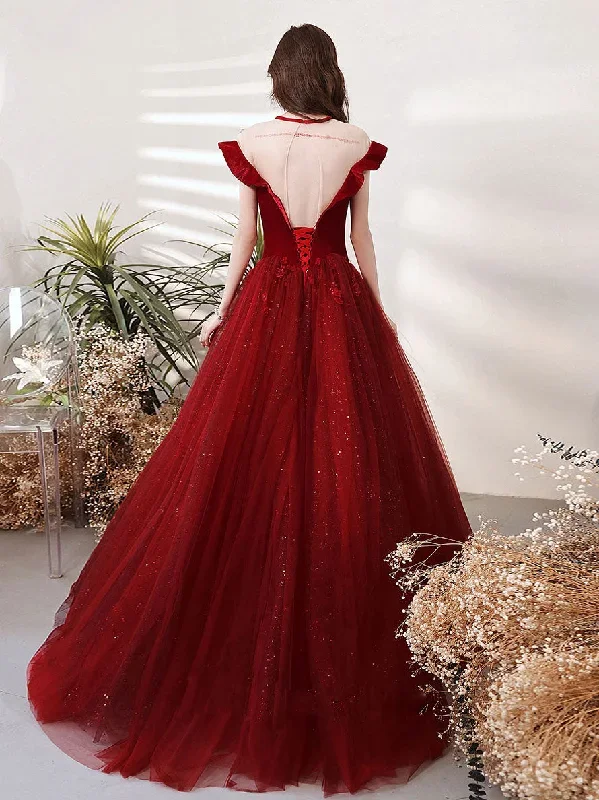 burgundy-round-neck-tulle-lace-long-prom-dress-burgundy-evening-dress-2