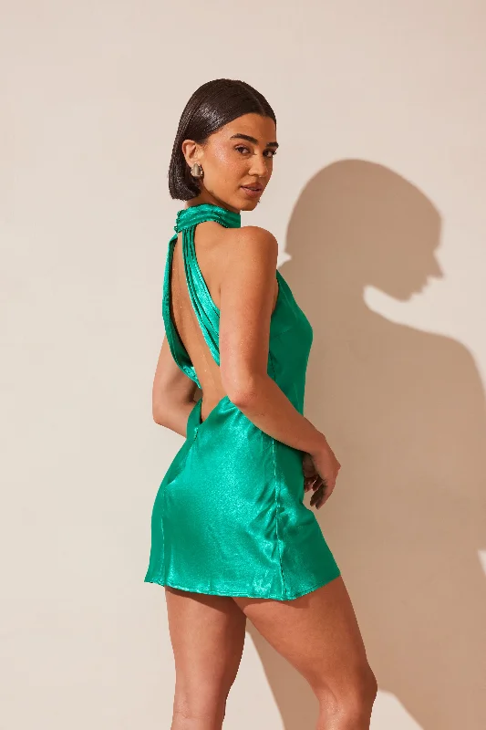 claire-shiny-a-line-mini-dress-green