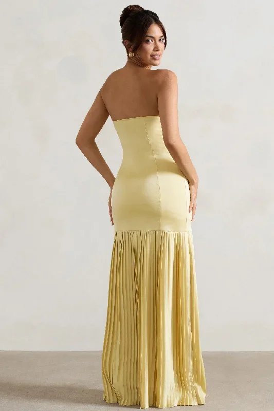 confidence-lemon-satin-bandeau-pleated-split-maxi-dress-cl133297176