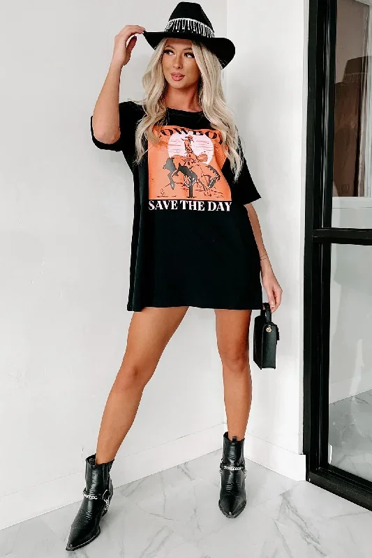 cowboy-save-the-day-oversized-graphic-t-shirt-dress-black-print-on-demand