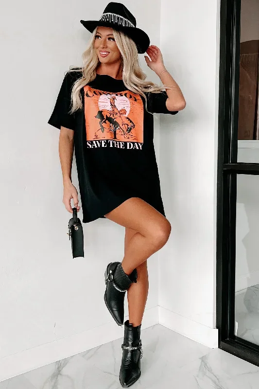 cowboy-save-the-day-oversized-graphic-t-shirt-dress-black-print-on-demand