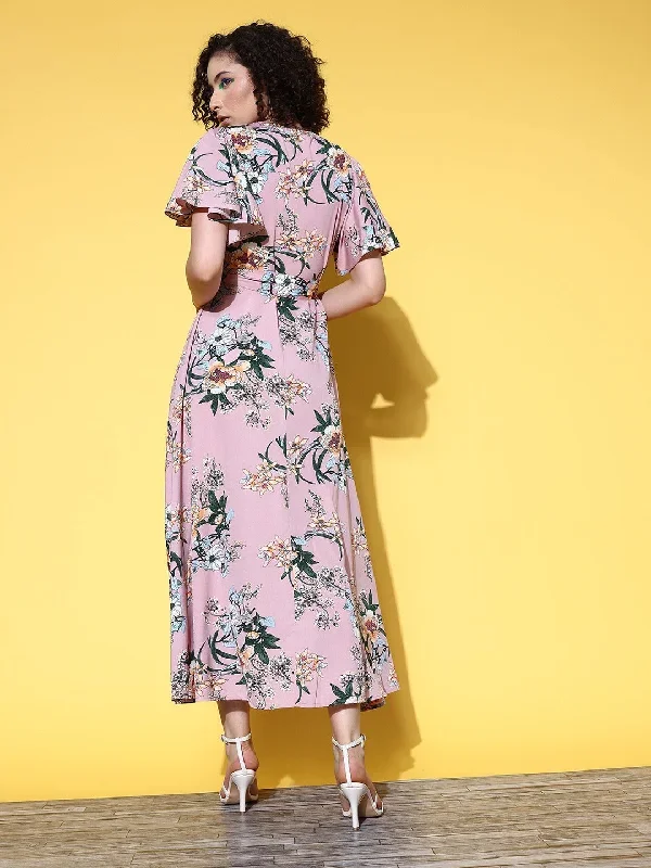 dr3765pk-berrylush-women-pink-green-floral-printed-v-neck-waist-tie-up-thigh-high-slit-pleated-a-line-midi-dress