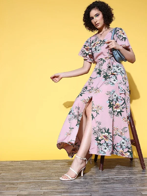 dr3765pk-berrylush-women-pink-green-floral-printed-v-neck-waist-tie-up-thigh-high-slit-pleated-a-line-midi-dress