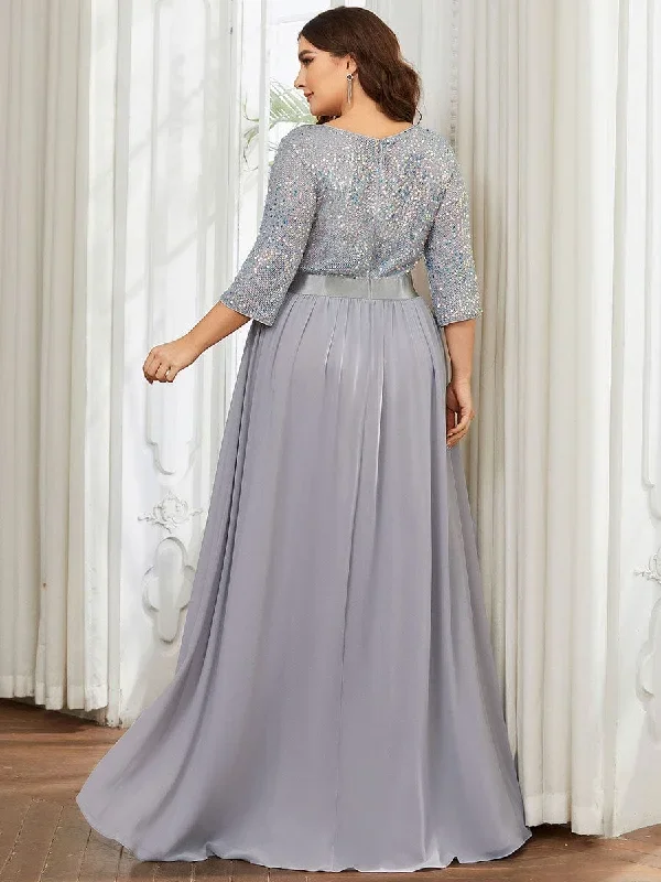 elegant-round-neckline-3-4-sleeve-sequins-patchwork-evening-dress-ep00683