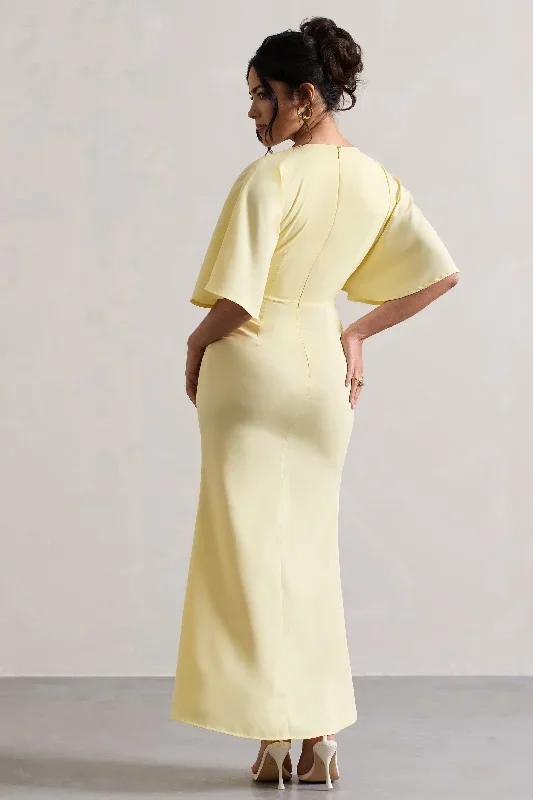 elidy-pastel-yellow-ruched-flutter-sleeve-cut-out-maxi-dress-cl132229166