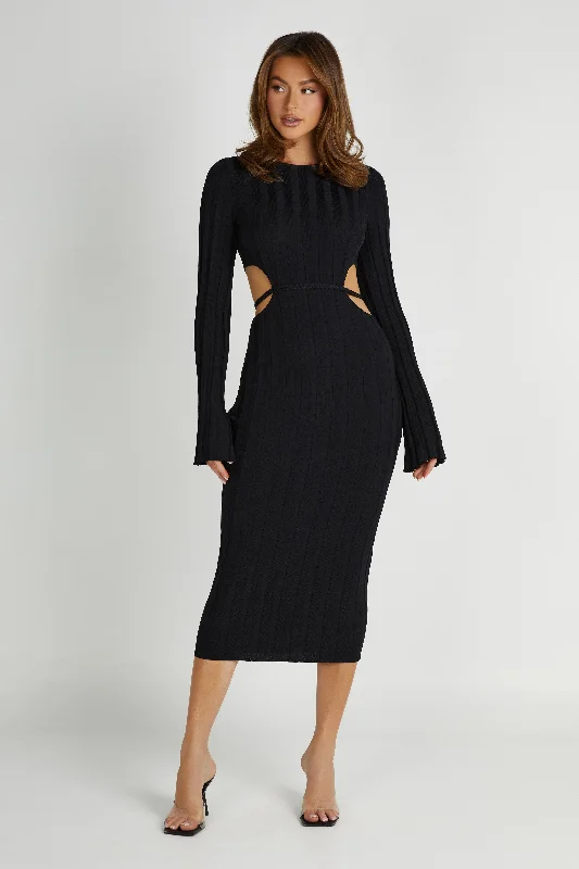 Elodie Knit Midi Dress - Black