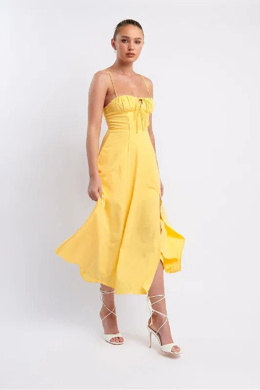 euro-summer-split-hem-midi-dress-yellow