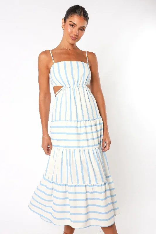 Evelin Midi Dress - Blue Stripe