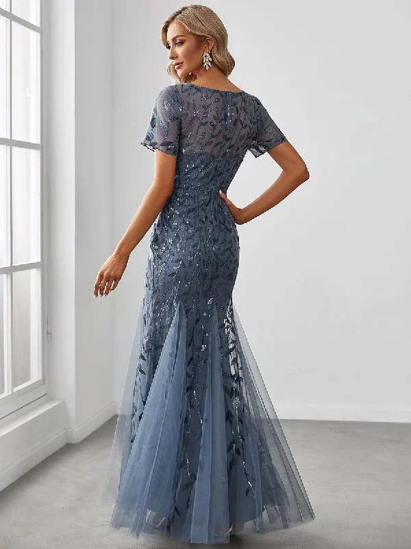 floral-sequin-print-fishtail-tulle-dresses-ez07707-1