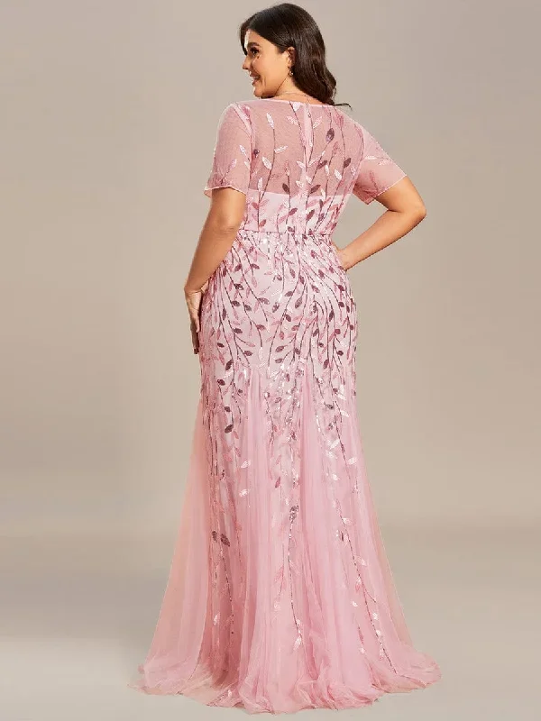 floral-sequin-print-fishtail-tulle-dresses-ez07707-1