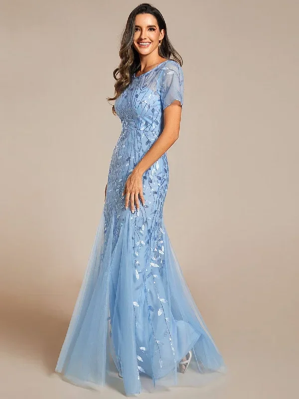 floral-sequin-print-fishtail-tulle-dresses-ez07707-1