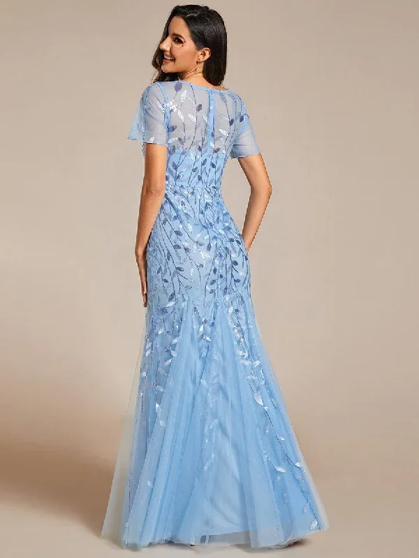 floral-sequin-print-fishtail-tulle-dresses-ez07707-1