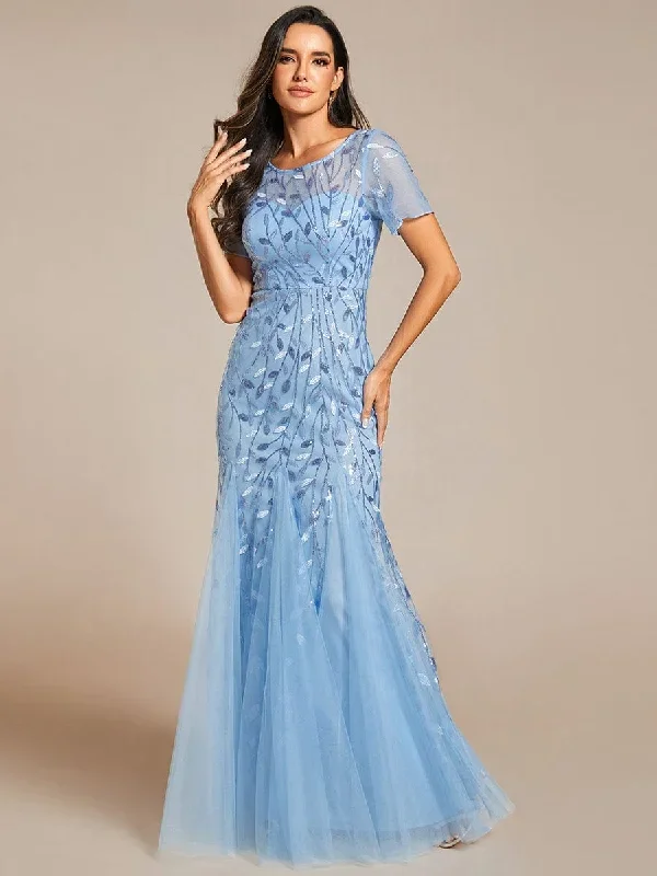 floral-sequin-print-fishtail-tulle-dresses-ez07707-1