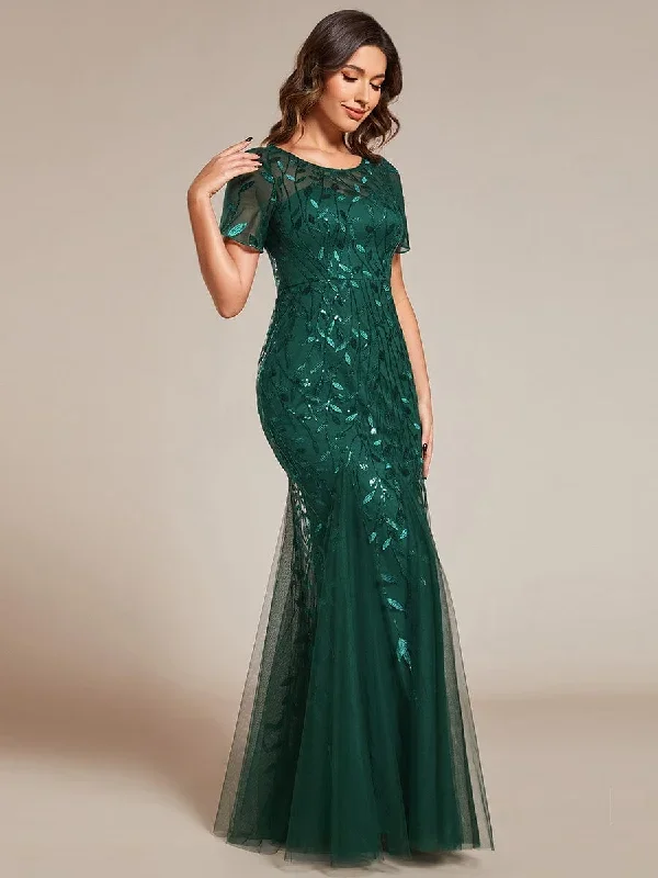 floral-sequin-print-fishtail-tulle-dresses-ez07707-1