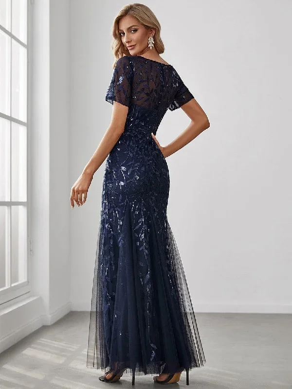 floral-sequin-print-fishtail-tulle-dresses-ez07707-1