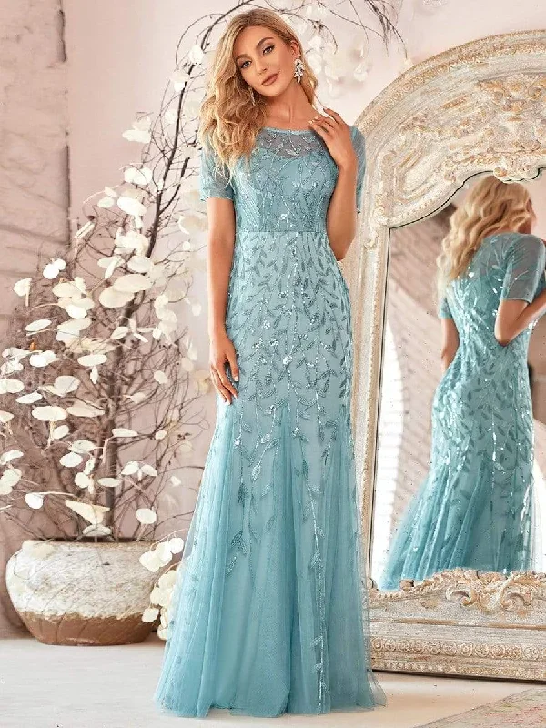 floral-sequin-print-fishtail-tulle-dresses-ez07707-1