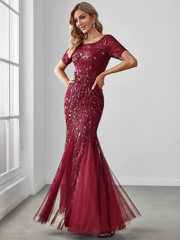 floral-sequin-print-fishtail-tulle-dresses-ez07707-1