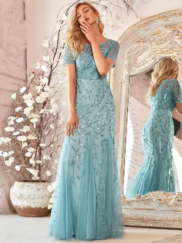 floral-sequin-print-fishtail-tulle-dresses-ez07707-1