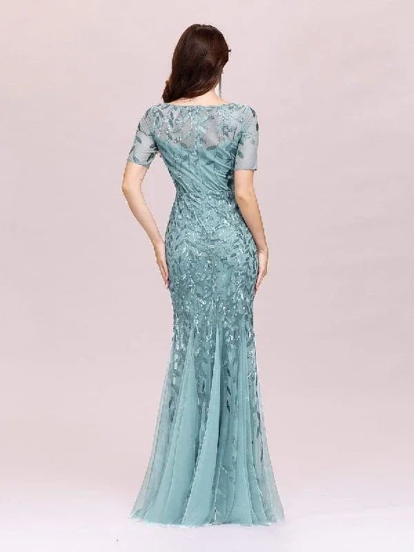 floral-sequin-print-fishtail-tulle-dresses-ez07707-1